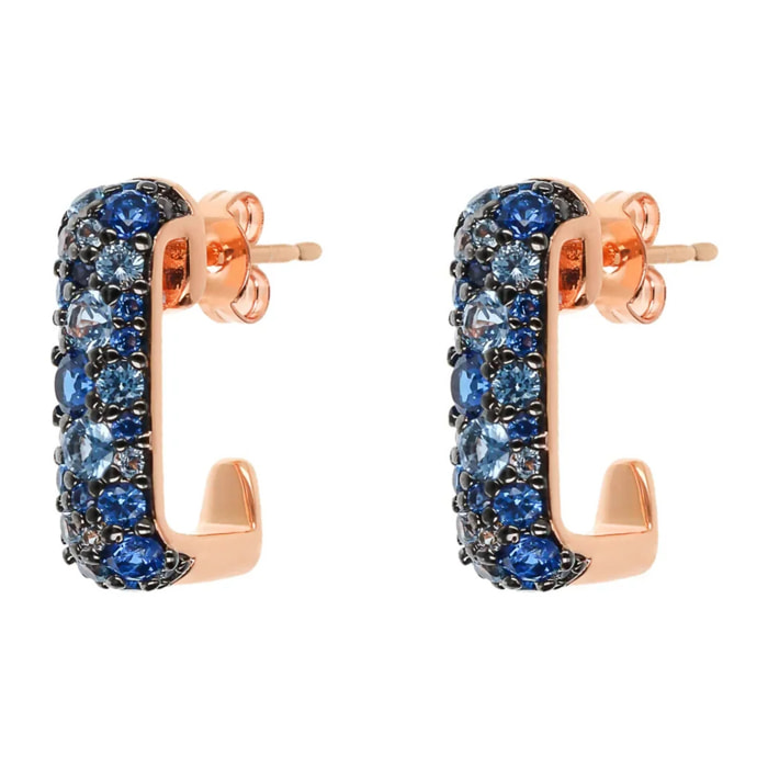 Orecchini a Lobo Quadrati in Pavé di Cubic Zirconia Marroni