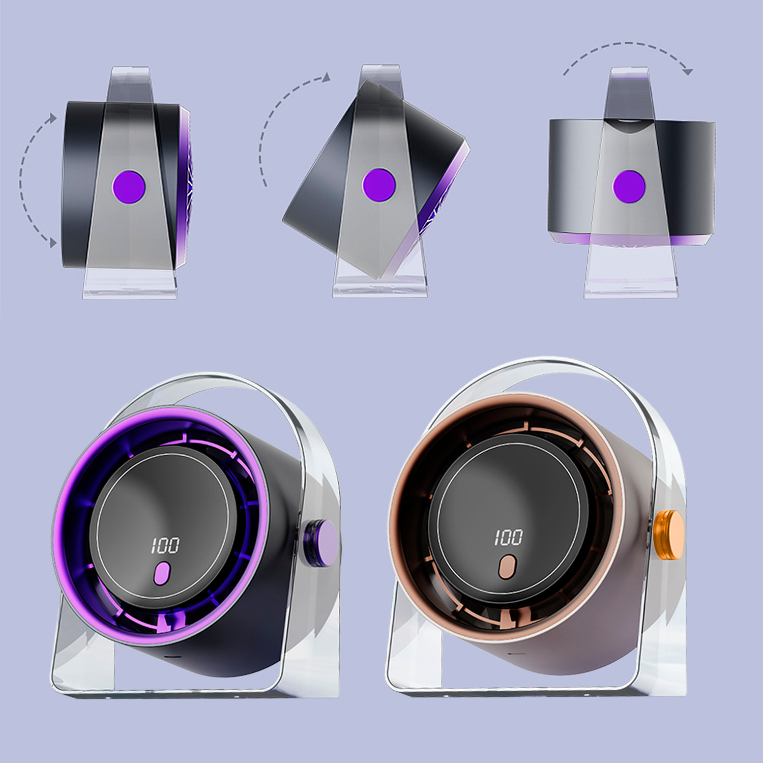 Ventilatore da tavolo con 5 velocità e angolo di inclinazione.