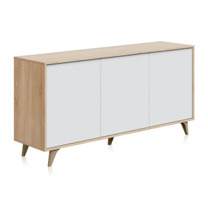 Aparador Kikua Plus Blanco Artik (Blanco Mate) - Roble Canadian