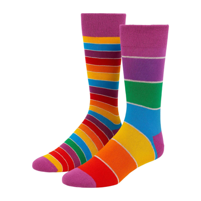 Calcetines Altos Divertidos Unisex con Dibujos de Rayas de colores, Talla única 27-35