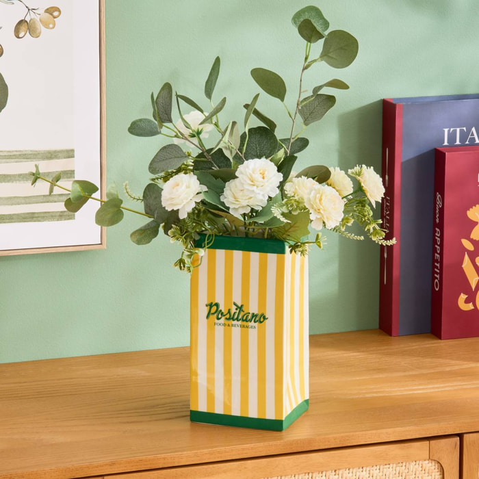 Vase Della Positano en Dolomite 12x10,3x22,4 cm Jaune et Vert