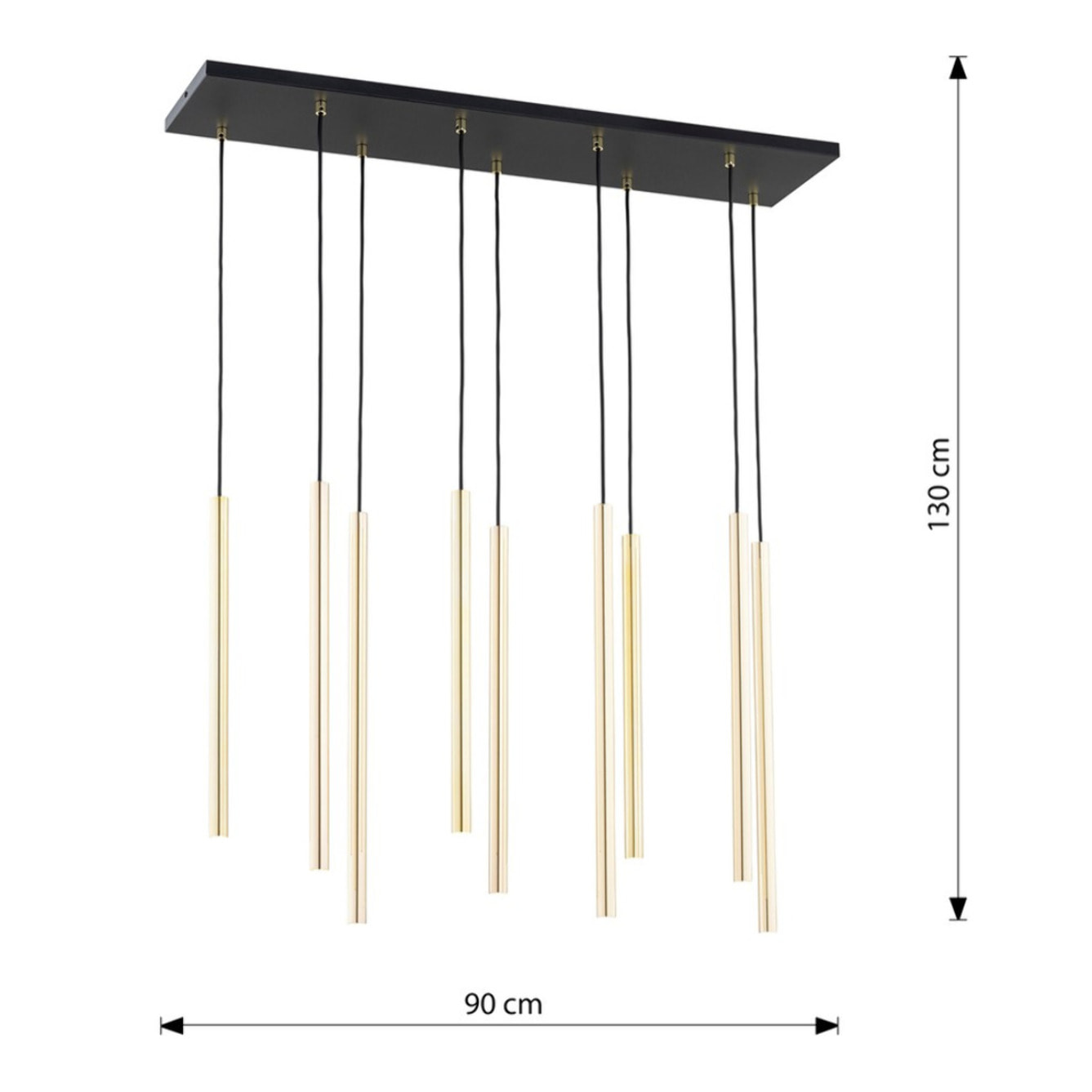 Lampada a sospensione Selter in acciaio nero e oro