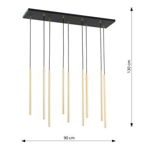Lampada a sospensione Selter in acciaio nero e oro