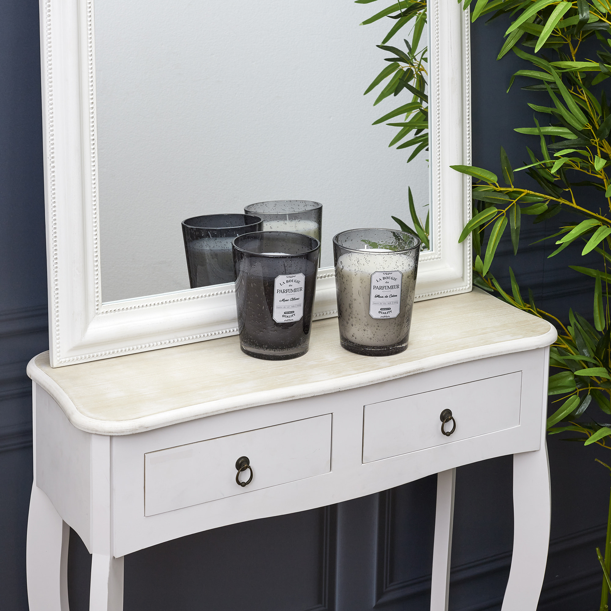 Bougie Parfumee Verre Bulle Gris Clair H16cm