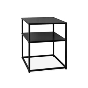 Lot de 2 Tables de chevet en métal noir. 1 étagère. INDUSTRIELLE L 43 x l 40 x H 52cm