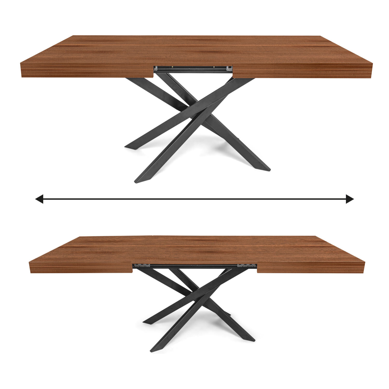 Figaro - Tavolo da pranzo allungabile con gambe incrociate 140(220)x90 cm, teak