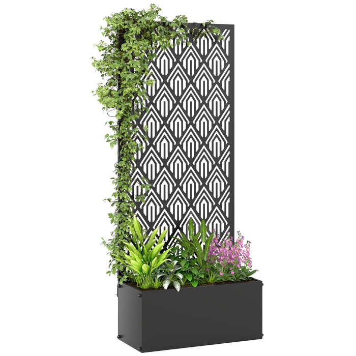 Jardinière avec treillis haut design graphique - jardinière métal époxy noir