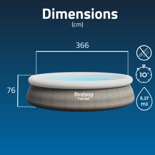 Bestway Piscine gonflable ronde Bestway Fast Set 366 x 76 cm Effet Rotin