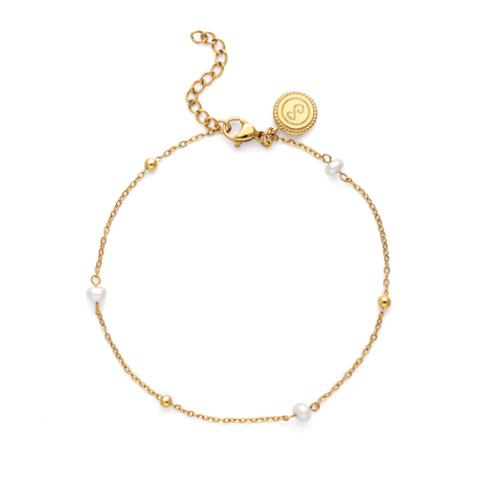Cavigliera Little Pearl Acciao Placcato Oro
