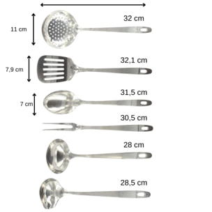 Ensemble ustensiles de cuisine 6 pièces inox Fackelmann Oxford