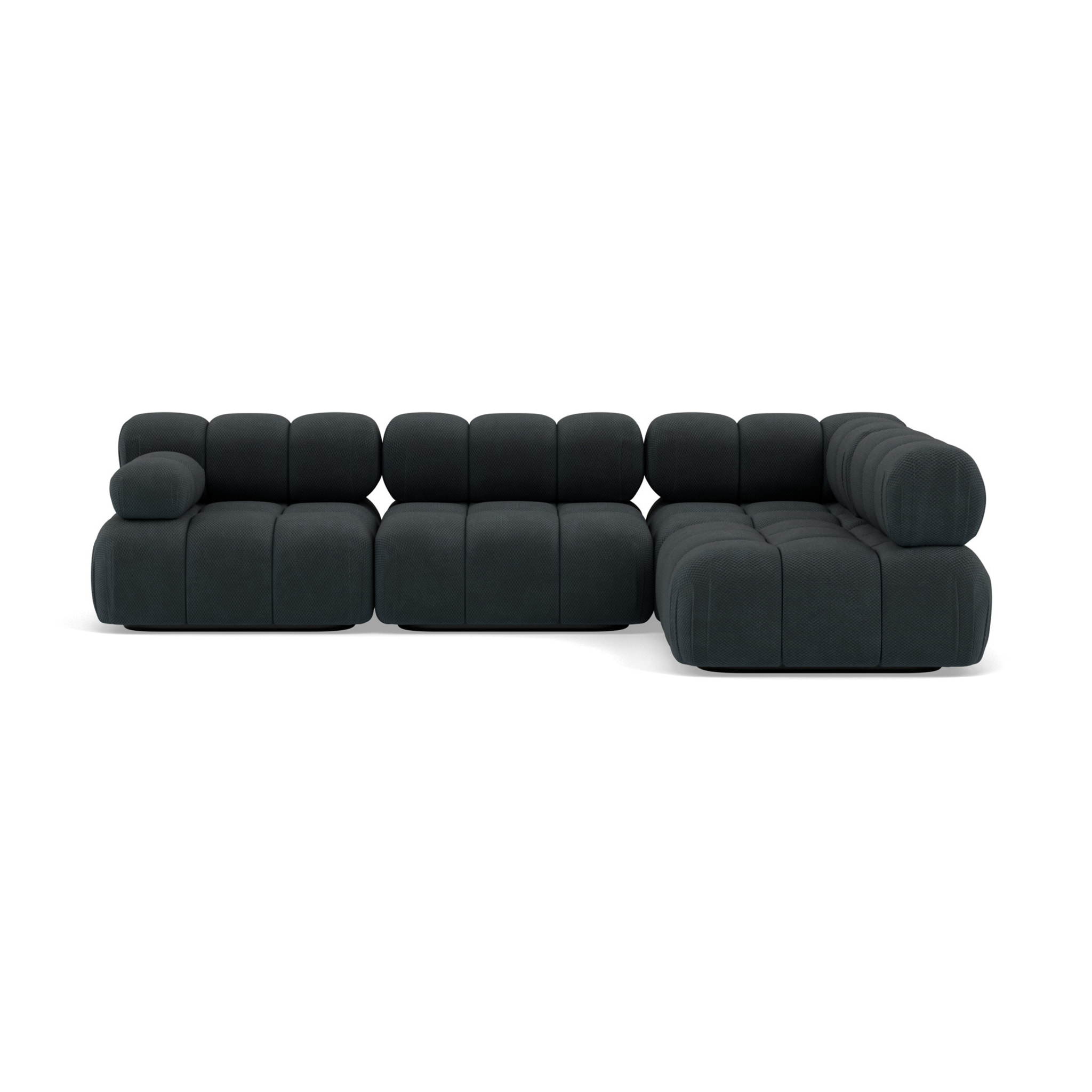 Ruby - canapé modulable d'angle droit 5 places en velours texturé - Noir