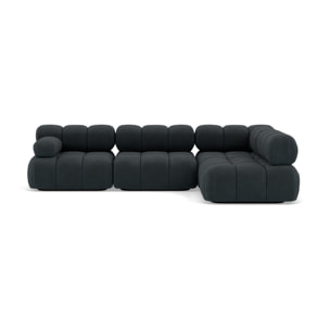 Ruby - canapé modulable d'angle droit 5 places en velours texturé - Noir