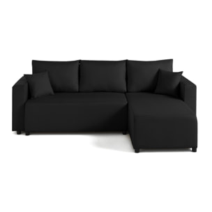 Regala - canapé d'angle réversible - 4 places - convertible avec coffre - en tissu - Noir