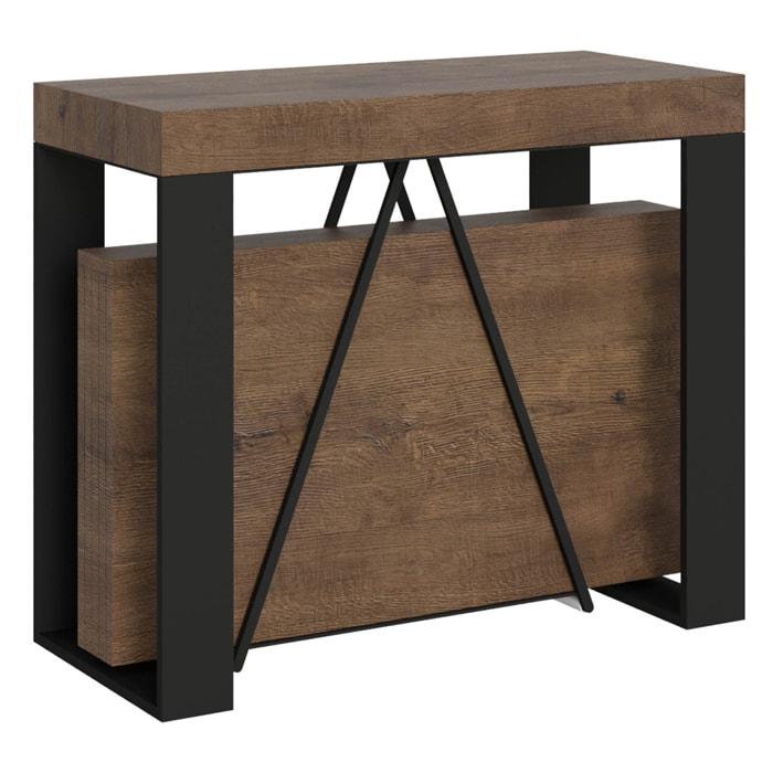 Consolle allungabile 90x40/196 cm Zamat Small noce telaio antracite