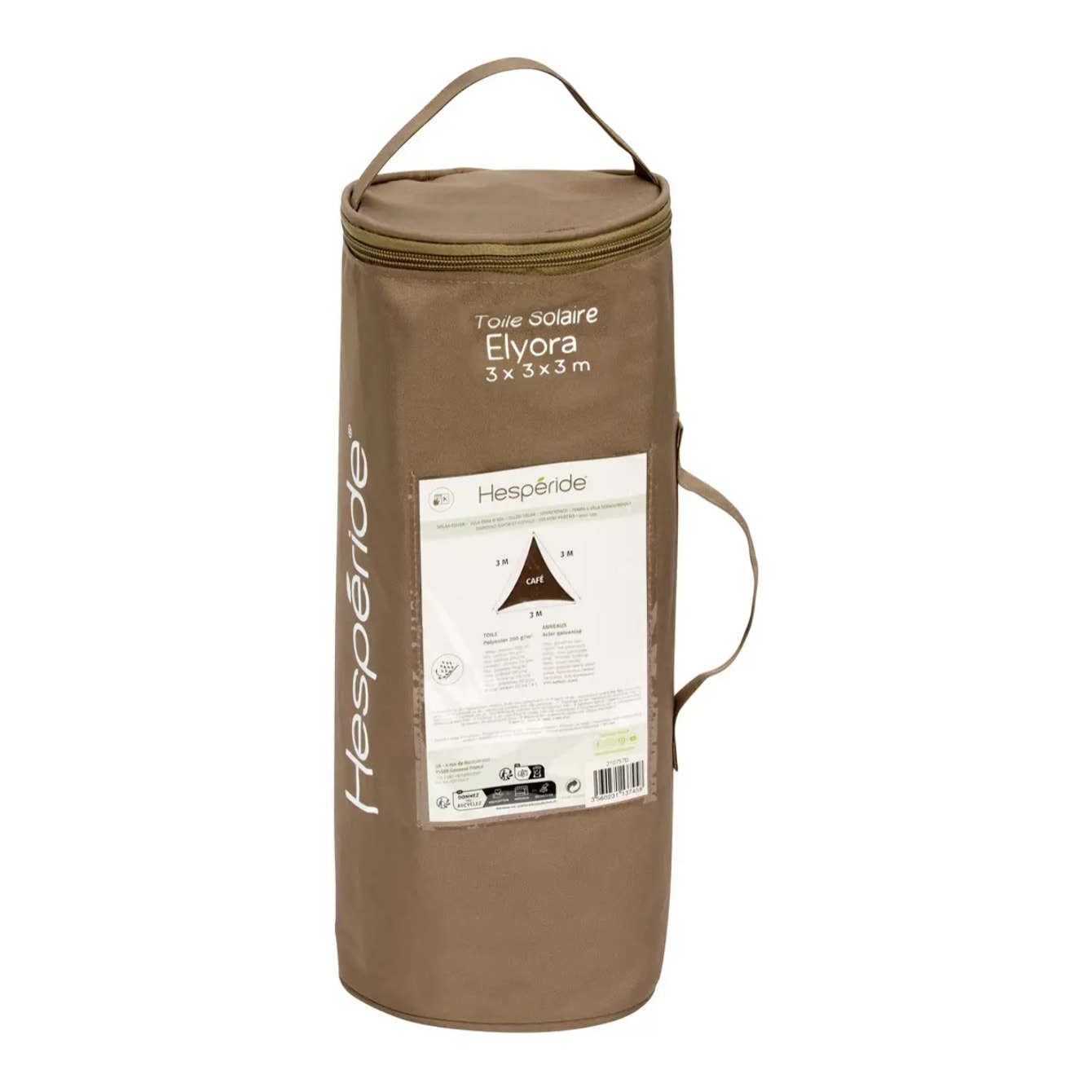 Voile d'ombrage Elyora 3x3x3m café