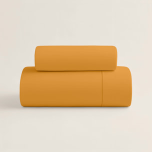 Naturals - Funda Nórdica Lisa - Cierre con botones - 100% Algodón - Incluye 1/2 Fundas de Almohada - Ocre