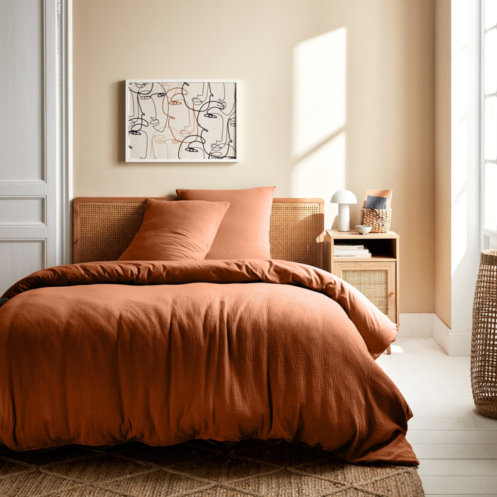 Parure de lit gaze de coton terracotta ALIX