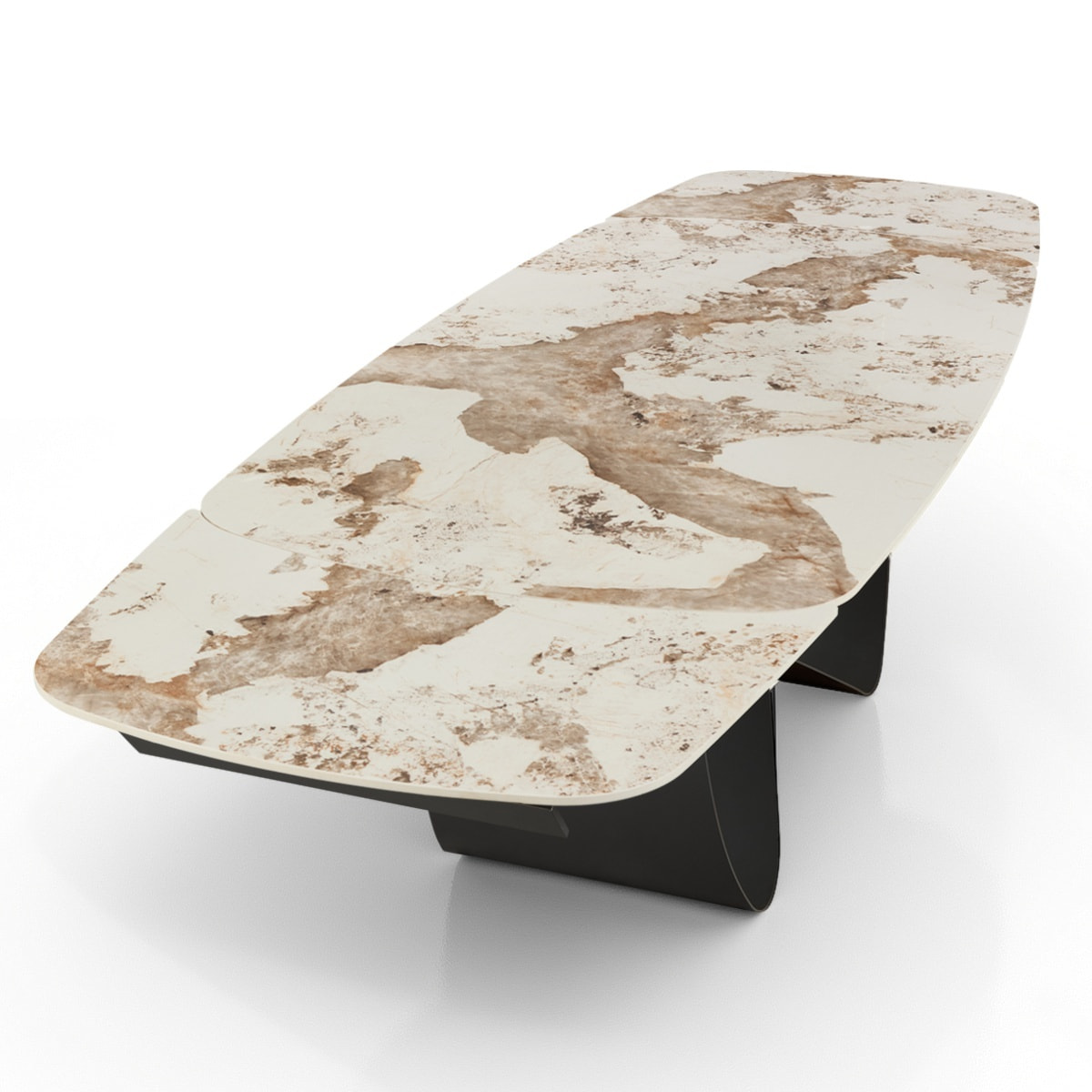 Table à manger extensible Tomasucci INFINITY, en céramique, marbre onyx, gris, 200/250/300 × 100 × 75 cm
