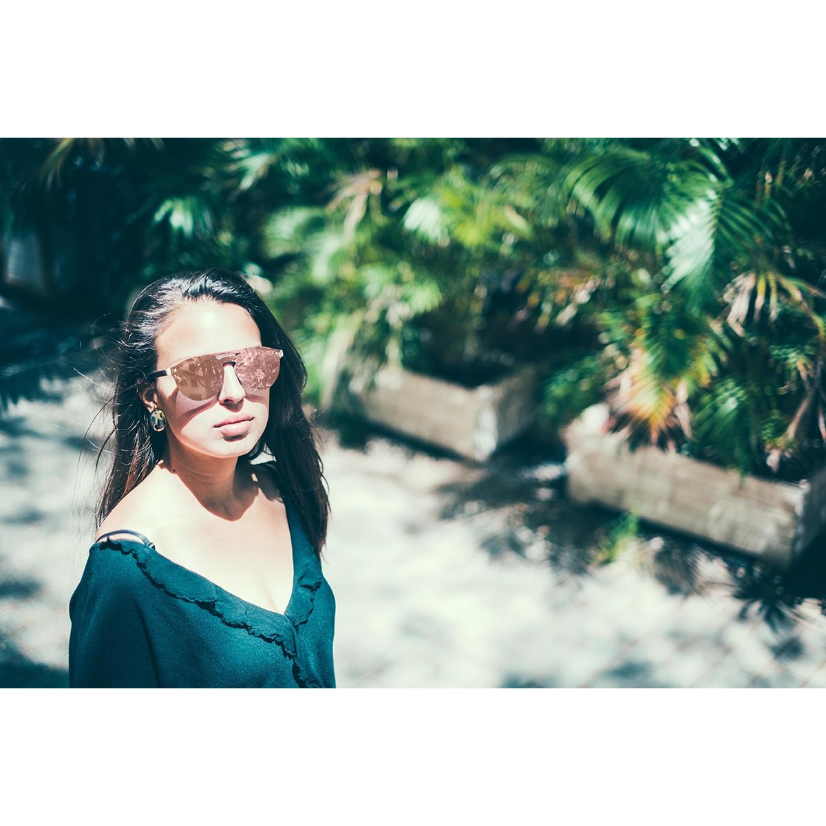 Gafas de sol OCEAN SAN MARINO - Gris sólido mate con patillas de metal dorado / Plana rosa revo