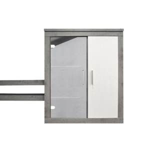 Parete Attrezzata Da Soggiorno Salotto Moderna Con Ante Mensole Vani A Giorno Vetrinetta Mobile TV Design Moderno 293x193x50 Cm Bianco Grigio Cemento