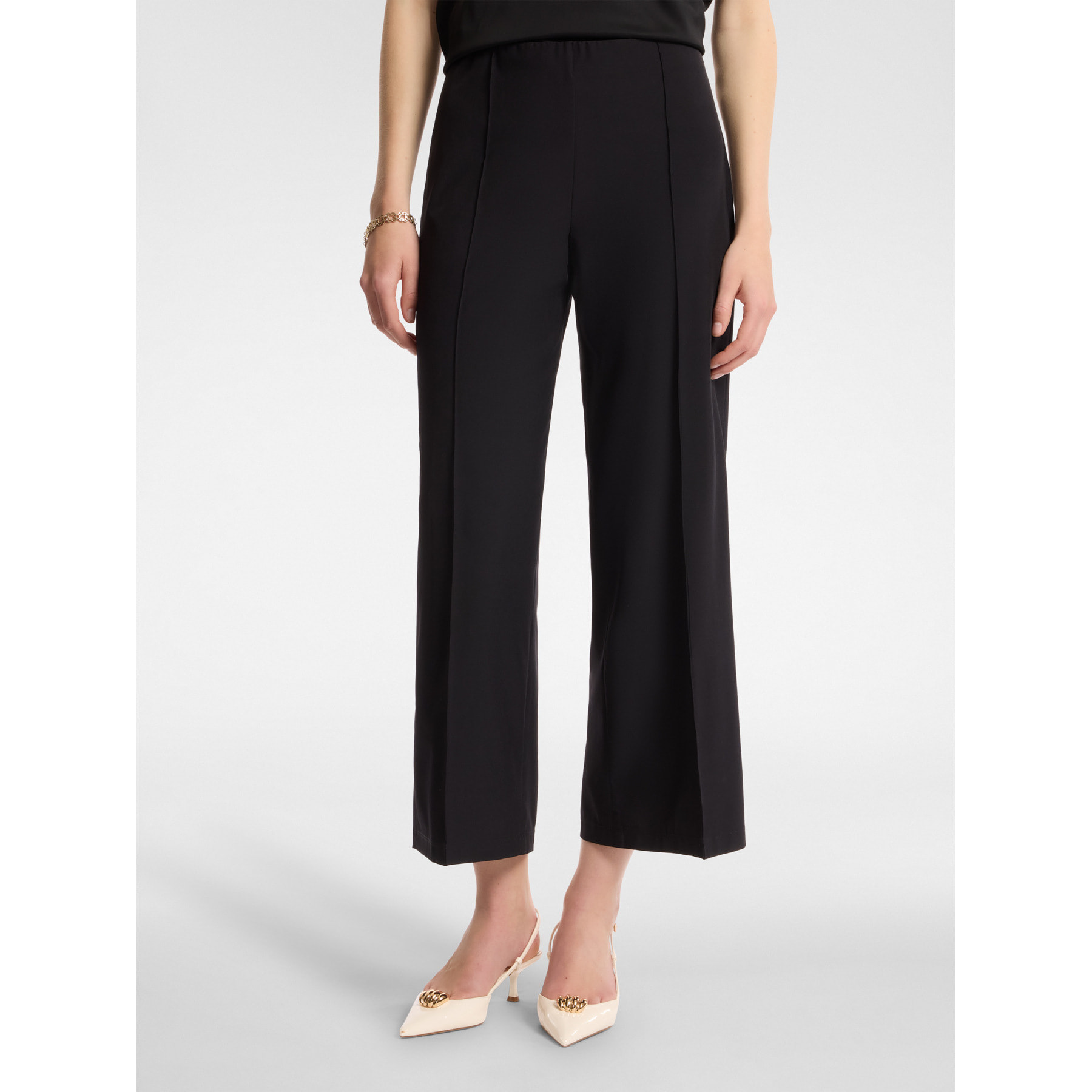 Elena Mirò - Pantaloni dritti in tessuto leggero - Nero