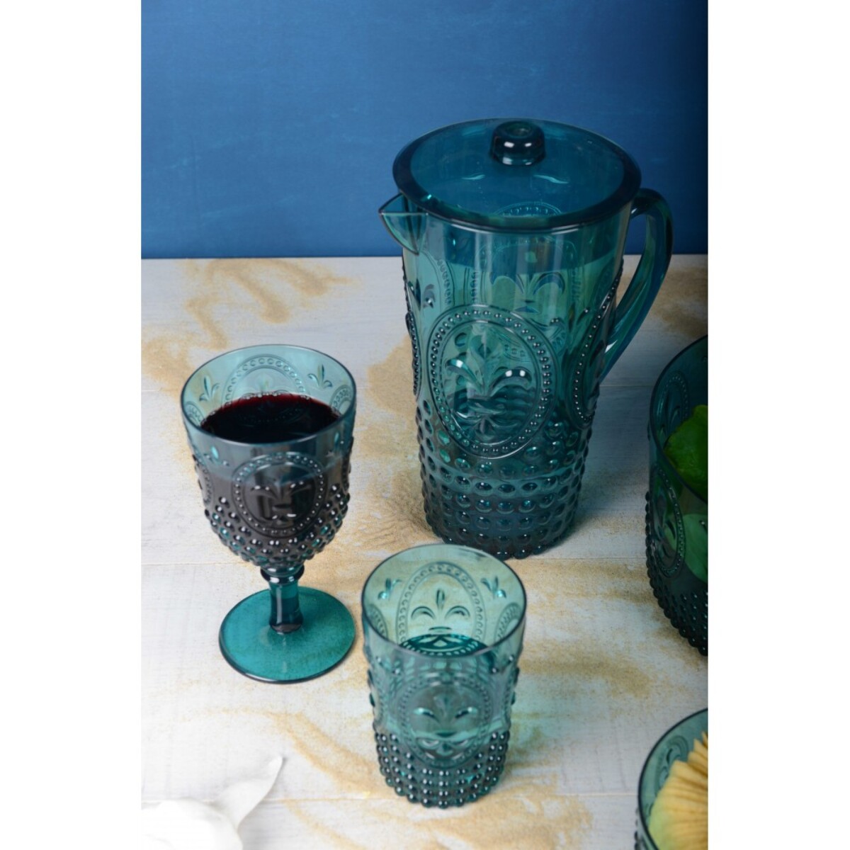 Verres a vin turquoise acrylique - lot de 6