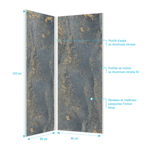 Pack de 2 Panneaux Muraux Pierre Venus 90+90x210 cm avec Profilés ANODISE BRILLANT - STONE'IT