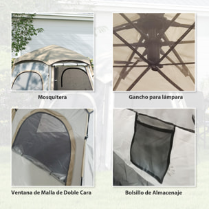 Tienda de Campaña para 2-4 Personas Tienda de Camping Plegable con Fácil Instalación Ventanas de Malla Gancho y Bolsa de Transporte Protección UV Impermeable para Senderismo Blanco y Beige