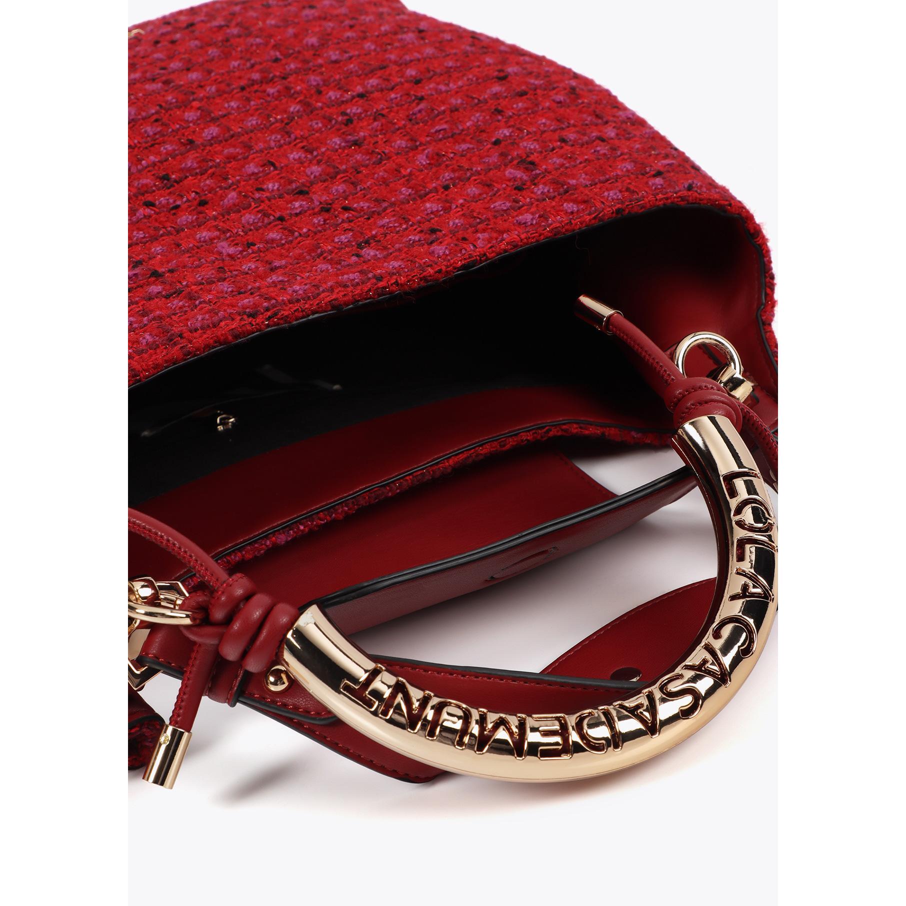 Borsa shopper con manico metallico personalizzato tessuto tweed