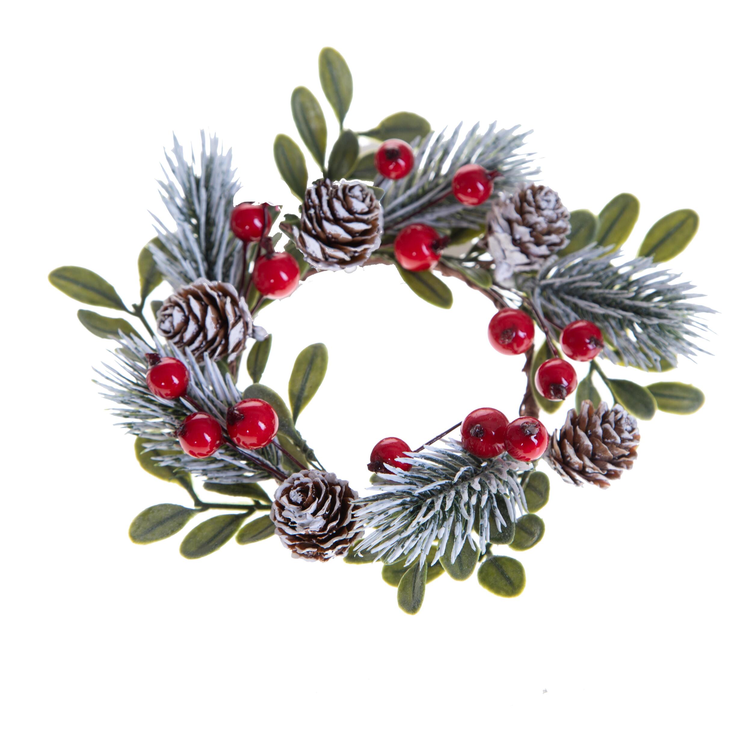 Girocandela con bacche e ilex - Pezzi 12 - ROSSO - Bianchi Dino SpA