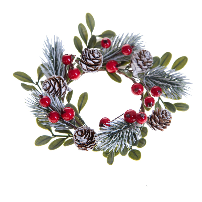 Girocandela con bacche e ilex - Pezzi 12 - ROSSO - Bianchi Dino SpA