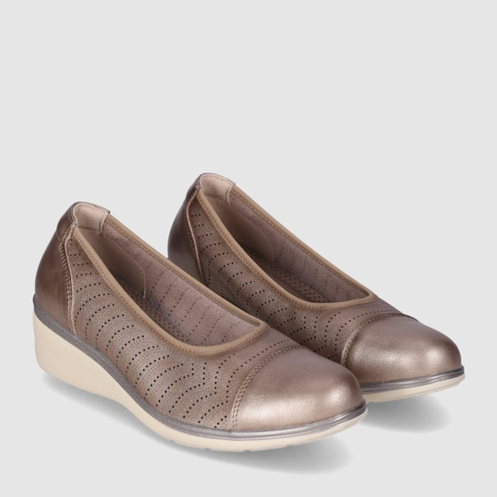 Zapatos de Piel - Bronce - Tacón: 3 cm