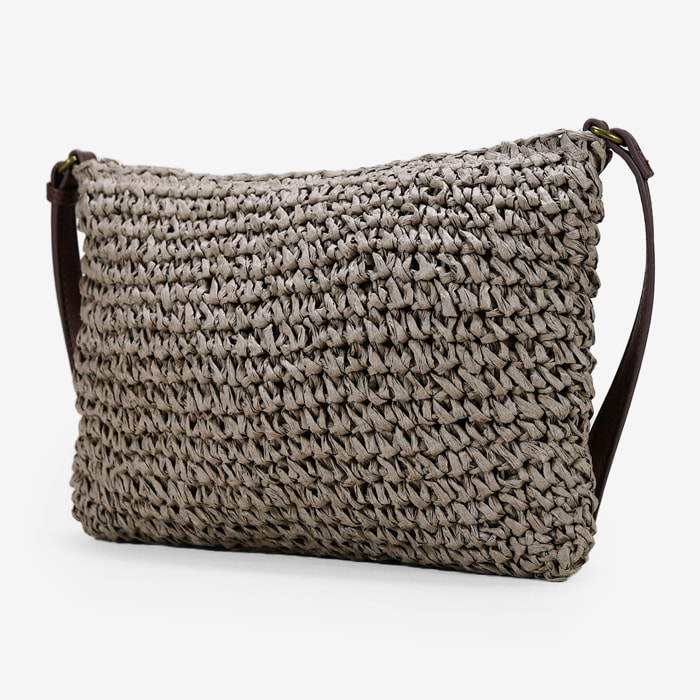 Bolso bandolera de rafia marrón