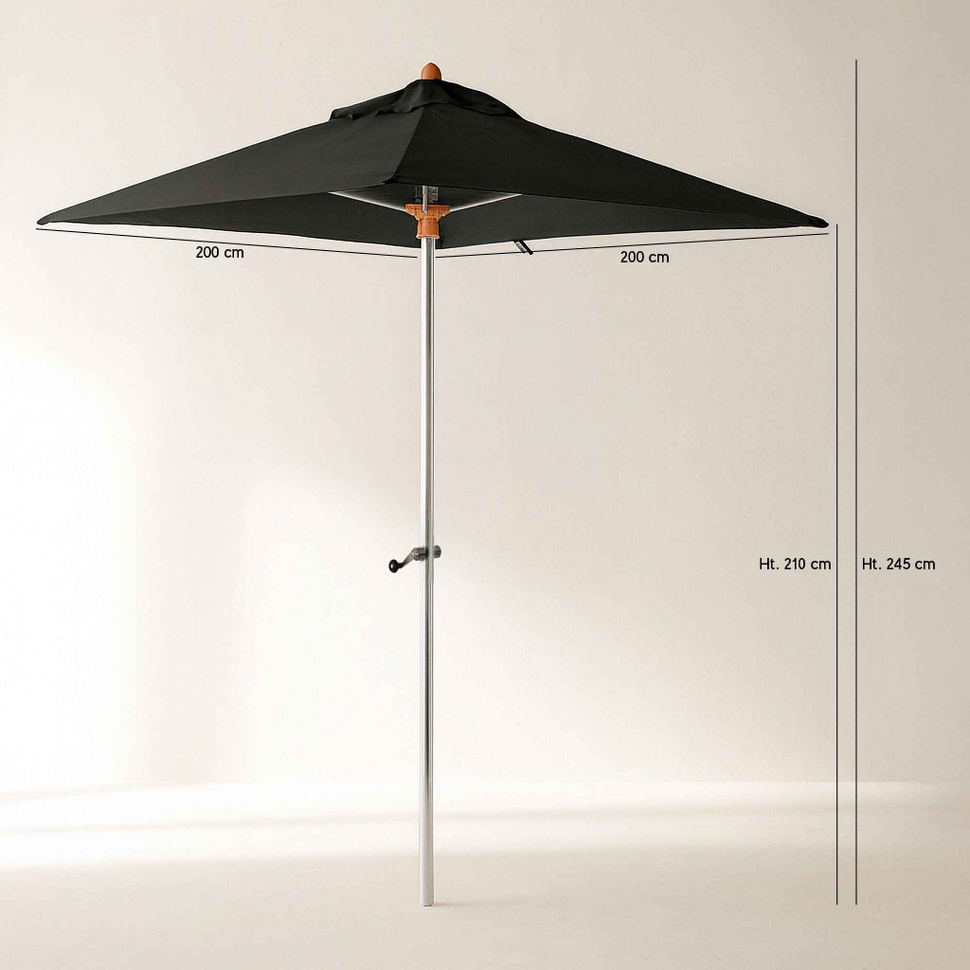 Parasol en aluminium et toile noire 200cm COMETE