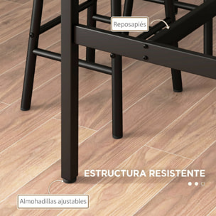 Conjunto Mesa Alta de Cocina con 2 Taburetes, Mesa Alta de Bar, Ahorro de Espacio, Marco de Acero, Estilo Industrial, para Comedor, Balcón o Isla Cocina, Marrón Rústico