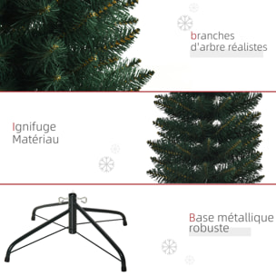 Sapin de Noël artificiel mince dia. 56xH.180 cm 380 branches grand réalisme support métal pliable antidérapant