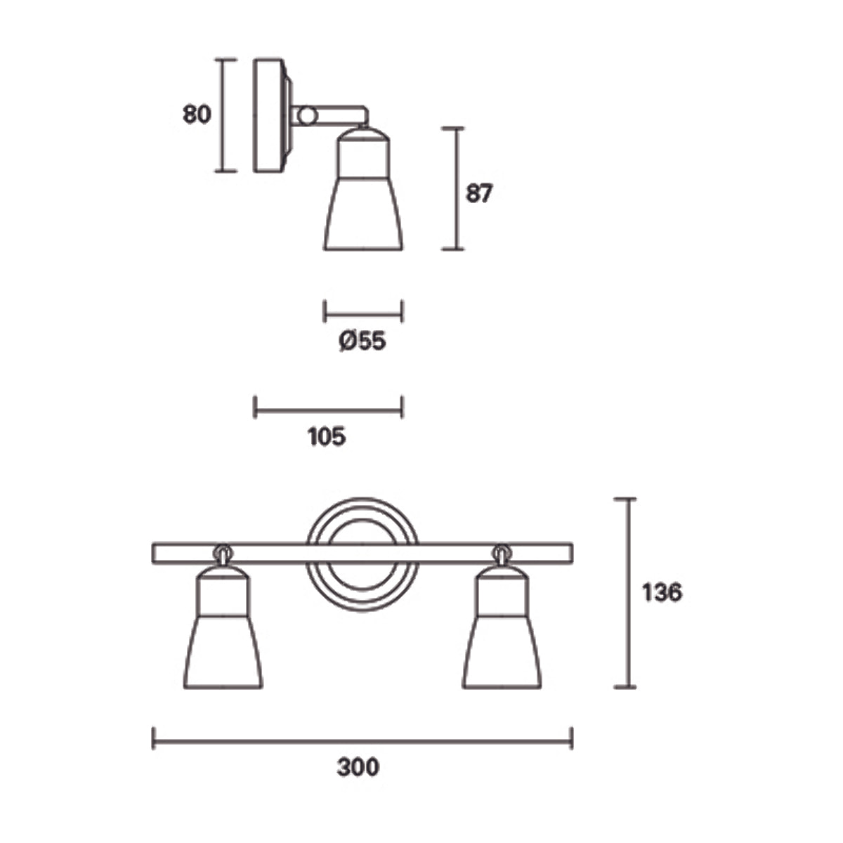 Forlight Proyector Ip20 Safran Double Gu10 8W Marrón 1099Lm