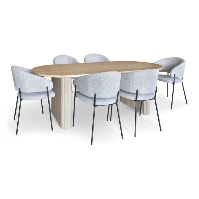 Ensemble table ovale et 6 fauteuils en tissu  QUITO
