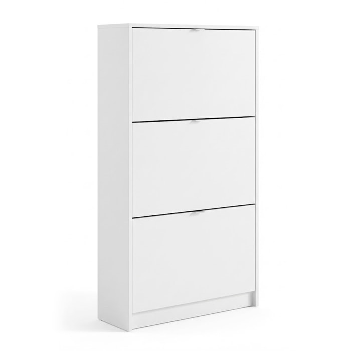 Scarpiera Salvaspazio Con 3 Ante A Ribalta E 2 Ripiani Interni Doppia Profondità Mobile Portascarpe Moderno Ingresso Corridoio Fino A 18 Paia Bianco