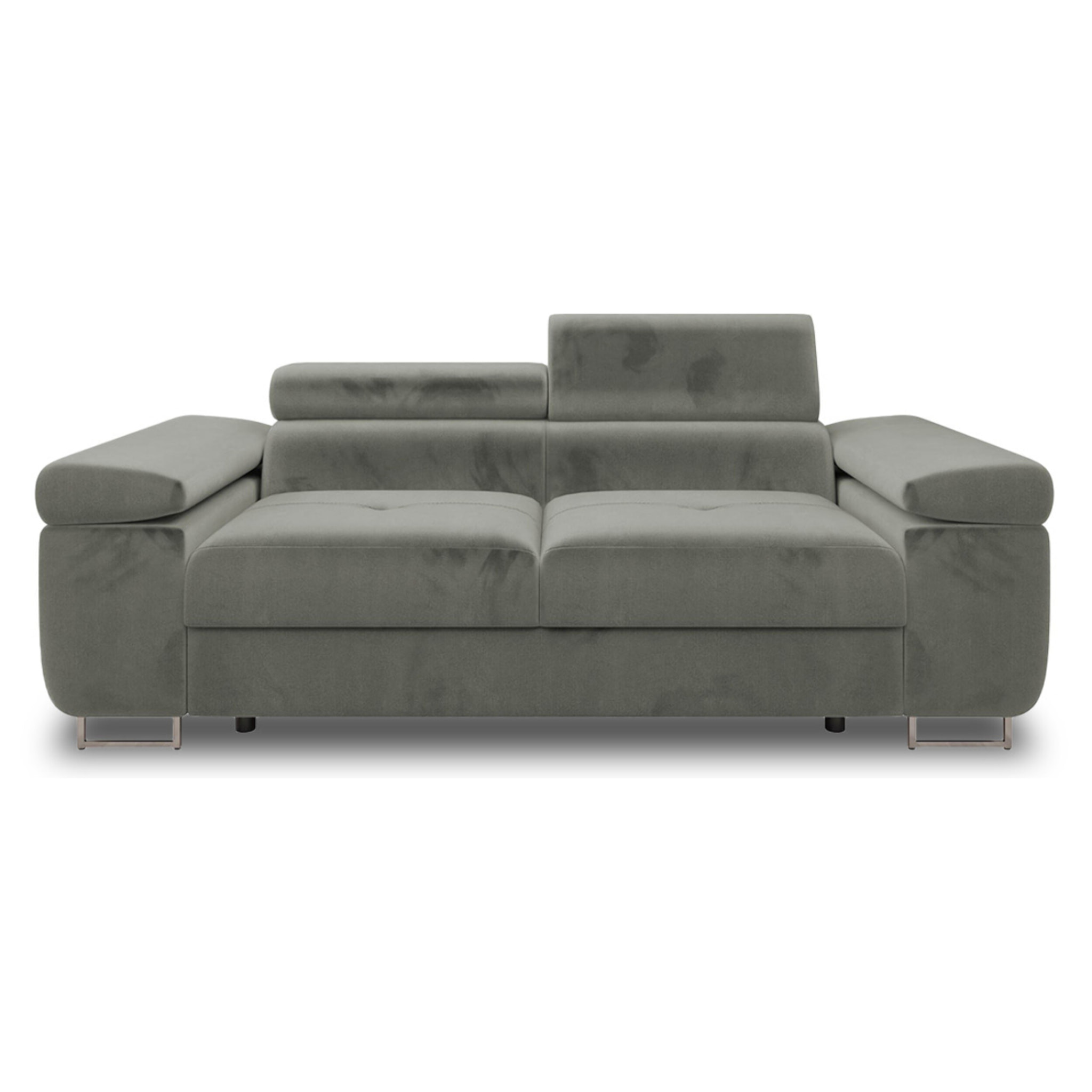 Pablo - canapé droit 2 places avec têtières ajustables - en velours - Gris