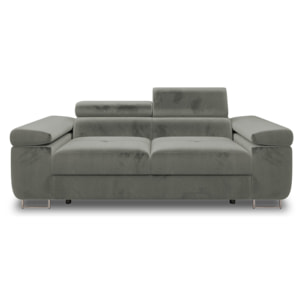 Pablo - canapé droit 2 places avec têtières ajustables - en velours - Gris