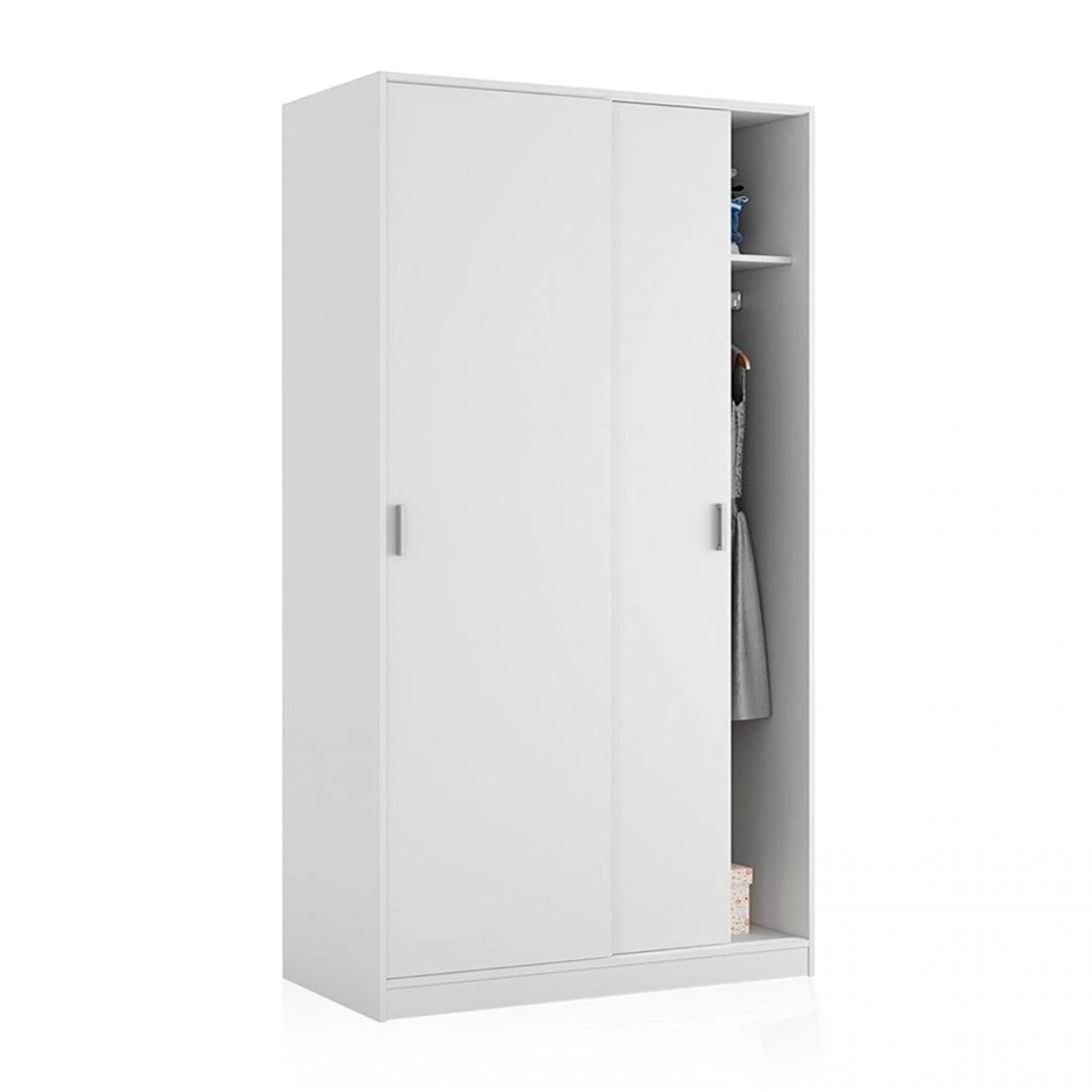Armario de puertas correderas y gran almacenamiento en blanco artik 100x200 cm Lenor Blanco