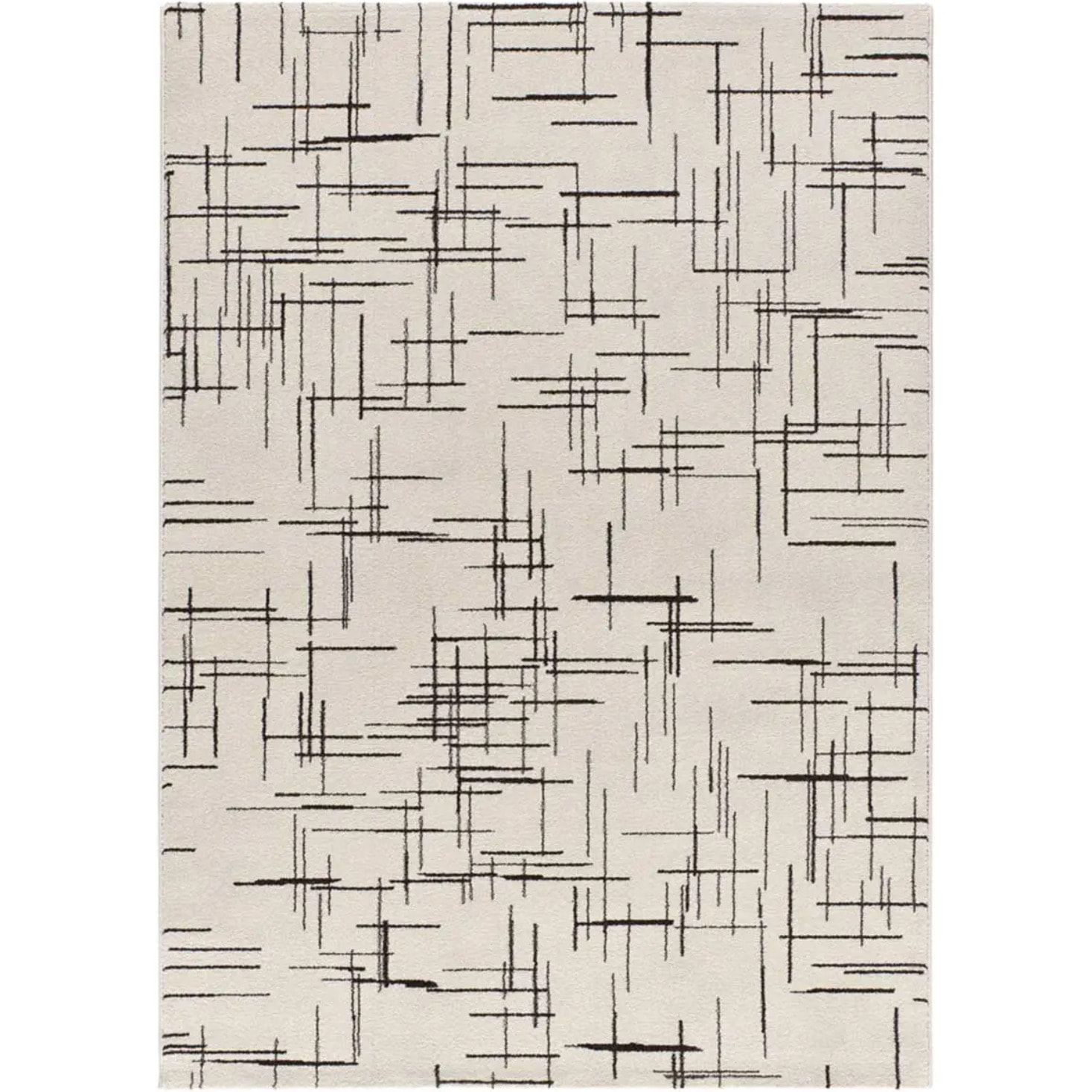RETRO Alfombra pelo corto con diseño geométrico en blanco y negro, varias medidas disponibles.