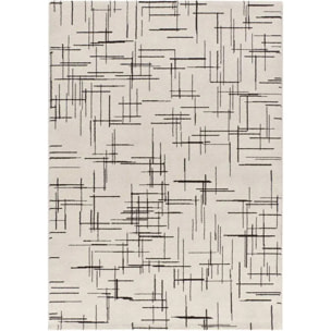 RETRO Alfombra pelo corto con diseño geométrico en blanco y negro, varias medidas disponibles.
