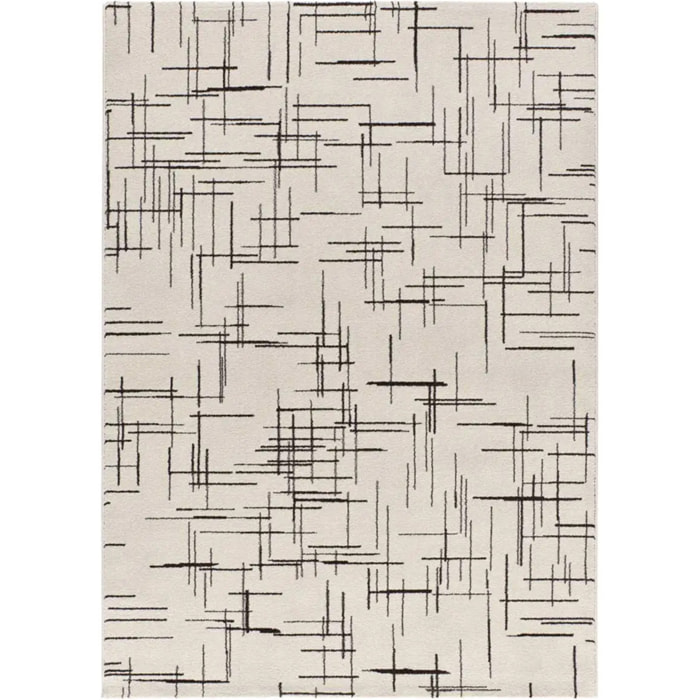 RETRO Alfombra pelo corto con diseño geométrico en blanco y negro, varias medidas disponibles.