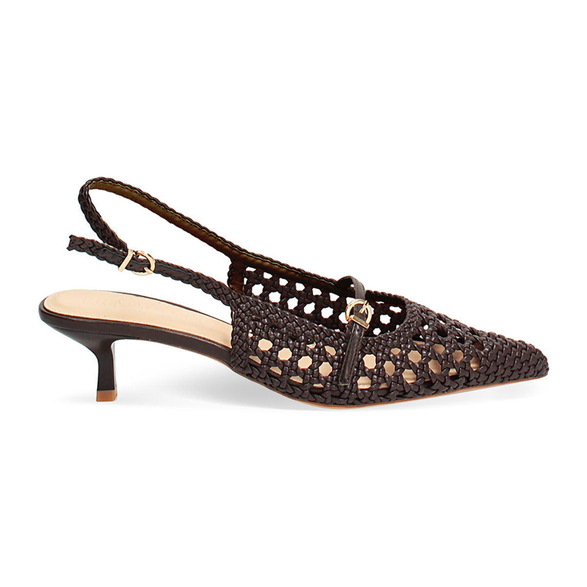 Zapato de salón marrón oscuro tacón 4,5 cm