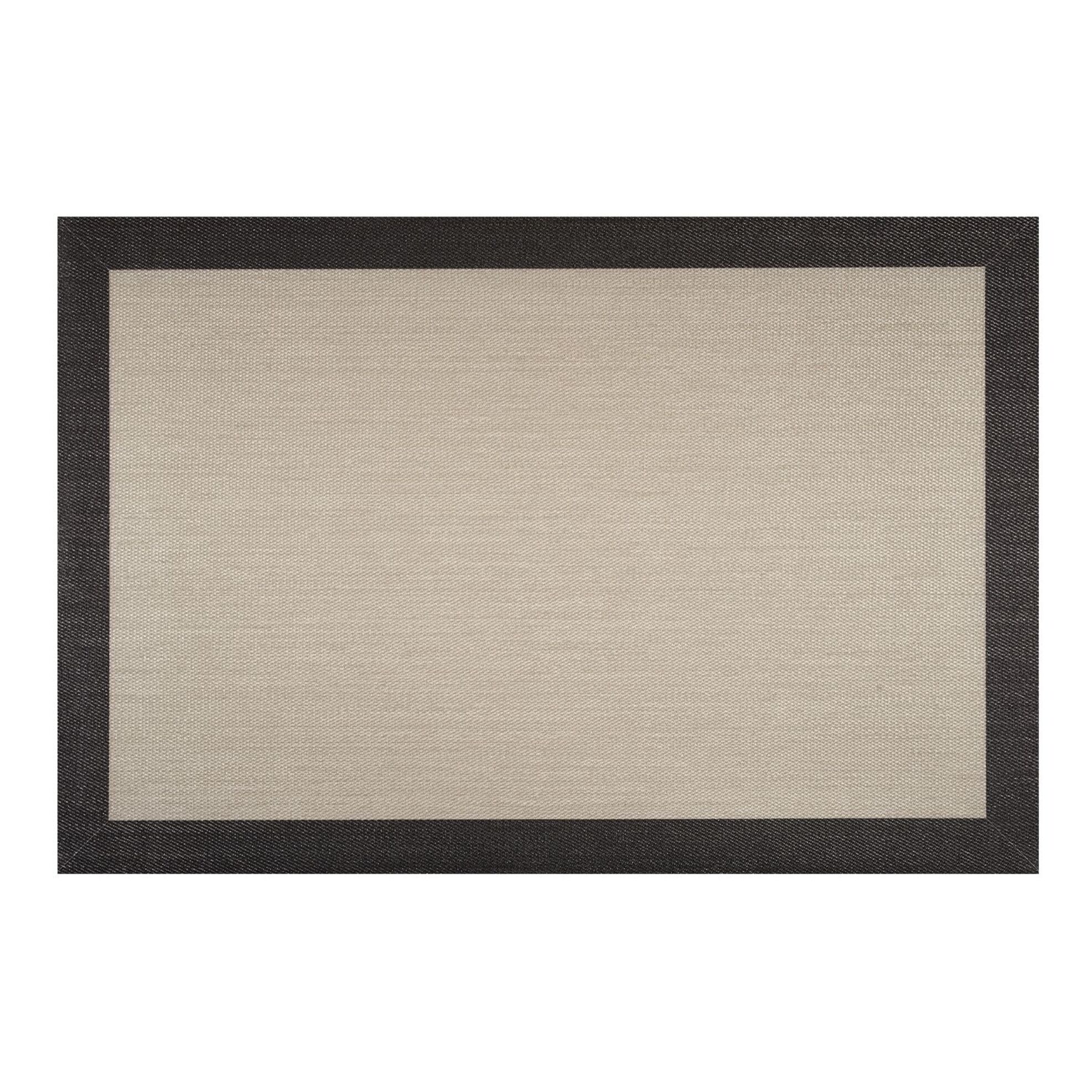 Alfombra de vinilo tejido LEBLON gris piedra-negro con cenefa