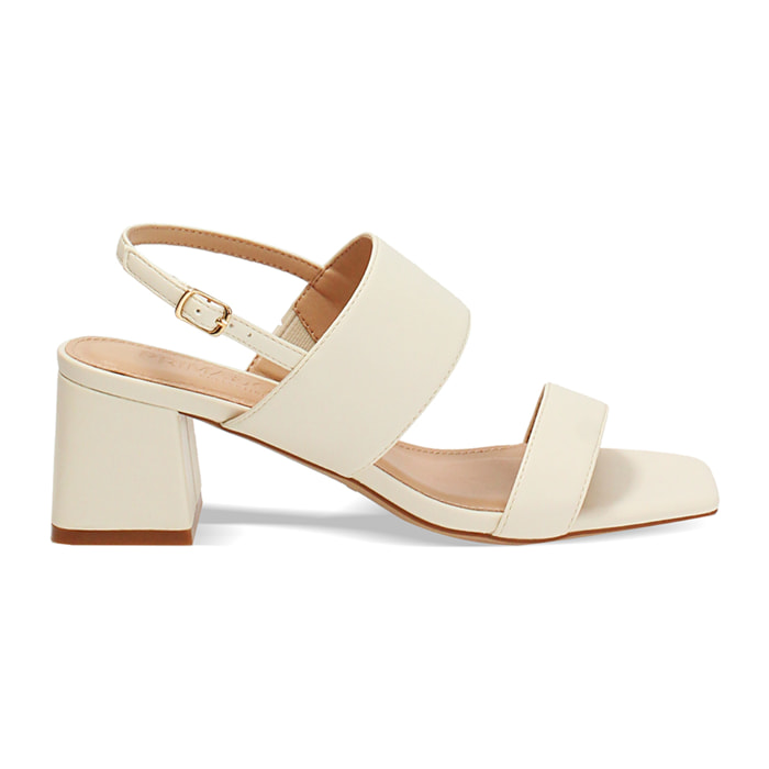 Sandalias crema tacón 5,5 cm