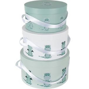 J-Line boîte Dragon - papier - blanc/menthe - 3 pcs