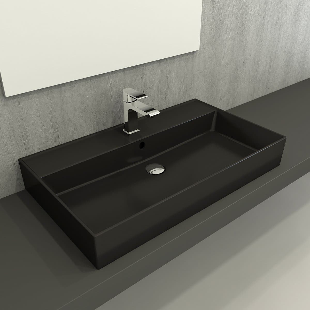 Vasque à poser 100,4 x 46,5 cm - noir mat - sans trop-plein - Infinitio SAT
